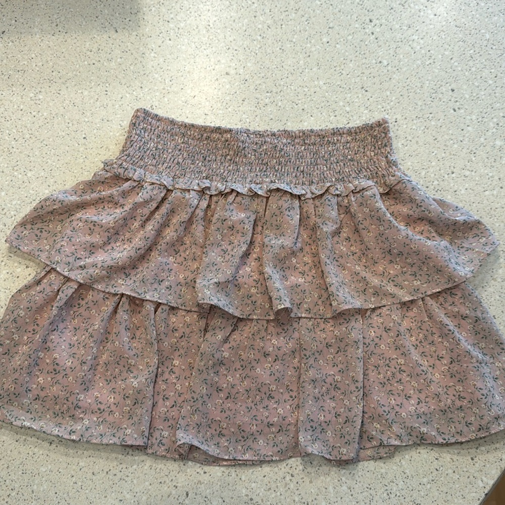 pink floral skirt